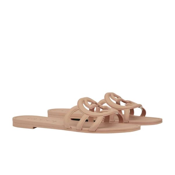 GUCCI WOMEN'S INTERLOCKING G SLIDE SANDAL LIGHT BEIGE 780307 J8700 2526