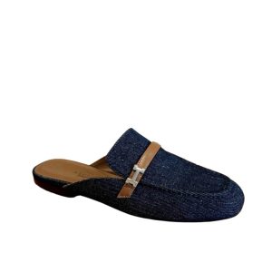 HERMES LENA MULE DENIM DARK BLUE - 9