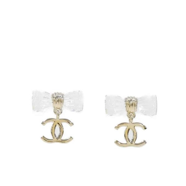 CHANEL D25 CC BOW EARRINGS GOLD METAL ABF537 B19997 NAFVG