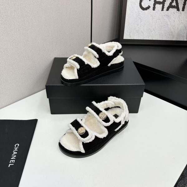 Chanel White and Black Sandal