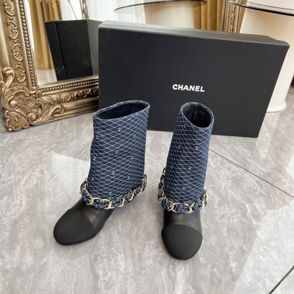 CHANEL CC Coin Charm Leather Short Boots
