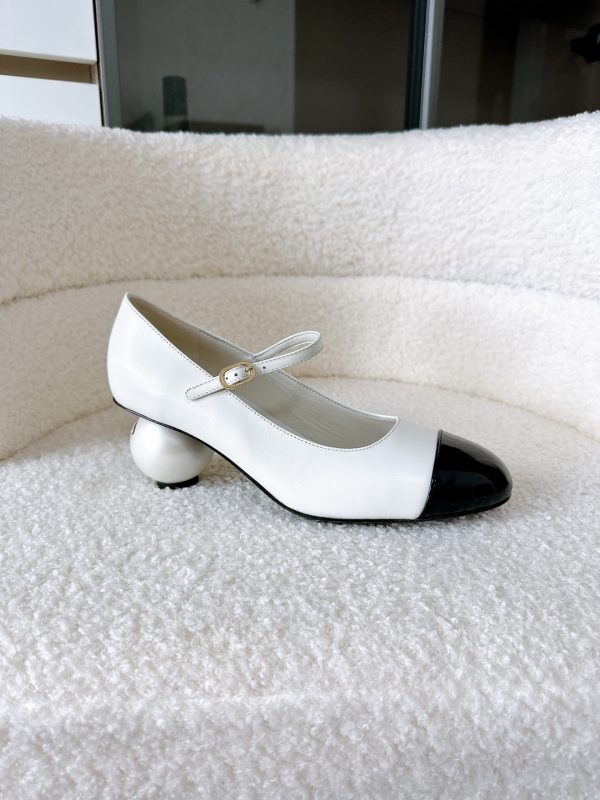Chanel Mary Janes White Flats