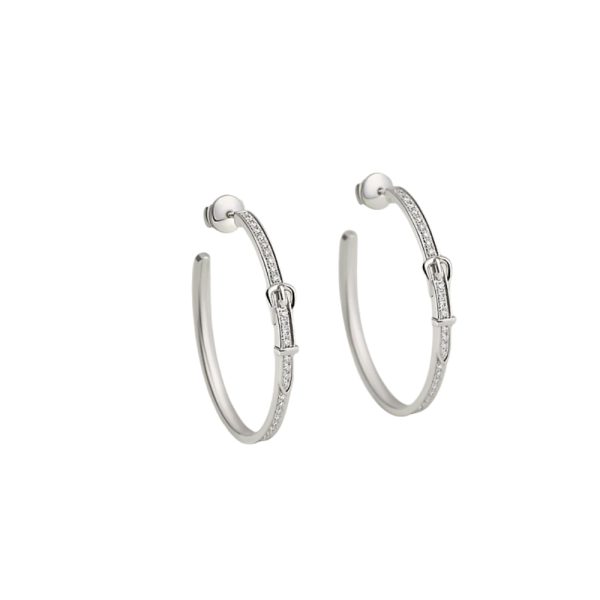 HERMES ETRIVIERE DANGLE EARRINGS WHITE GOLD