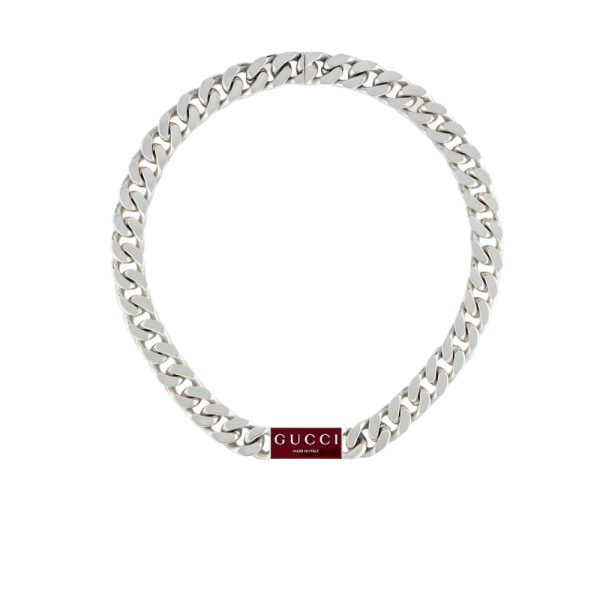 GUCCI ENAMEL CHAIN NECKLACE IN 925 STERLING SILVER