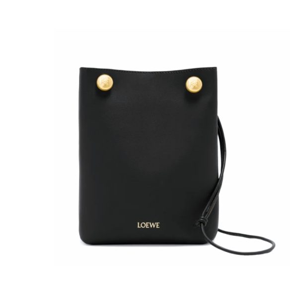 LOEWE PEBBLE POUCH BLACK 22CM