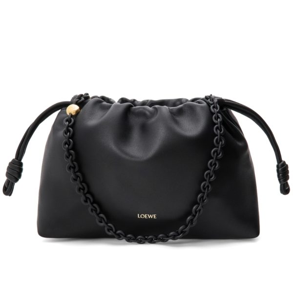 LOEWE MEDIUM FLAMENCO PURSE IN MELLOW NAPPA BLACK 30CM