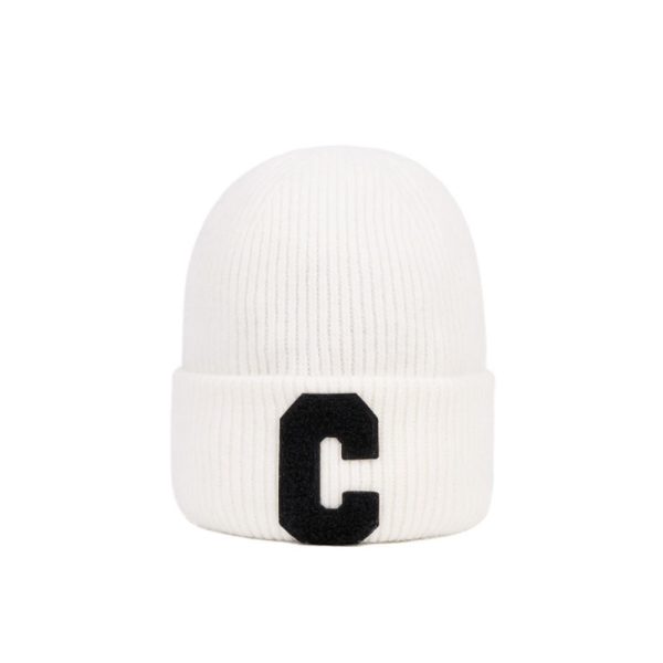 CELINE INITIAL BEANIE WHITE