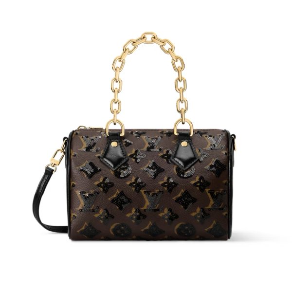 LOUIS VUITTON SPEEDY BANDOULIERE 20 MONOGRAM CANVAS BROWN 20CM