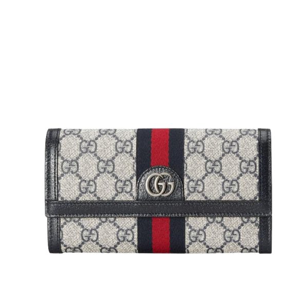 GUCCI OPHIDIA CONTINENTAL WALLET BLACK GG SUPREME