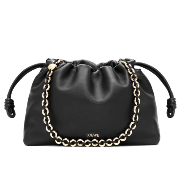 LOEWE MEDIUM FLAMENCO PURSE IN MELLOW NAPPA BLACK 30CM
