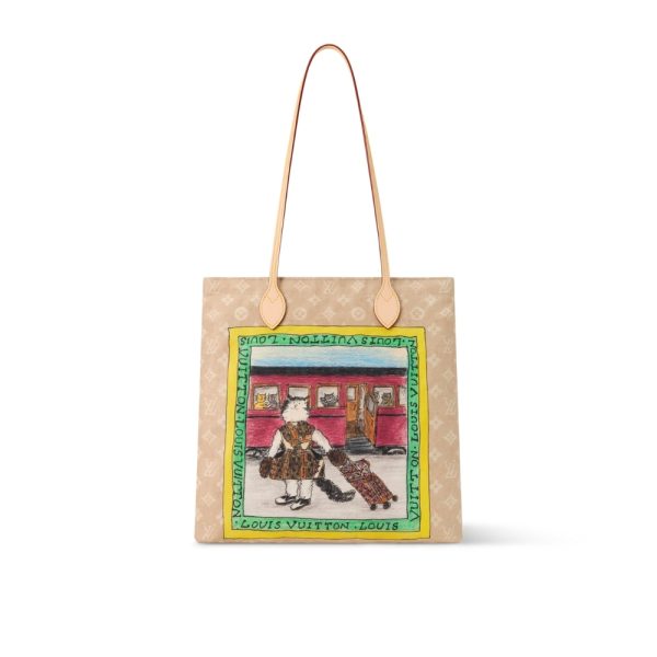 LOUIS VUITTON CARRY IT MEOWGRAM BEIGE 37CM