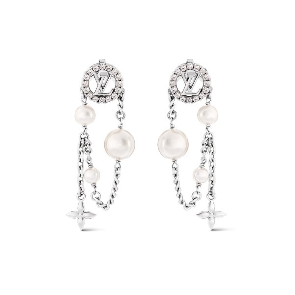LOUIS VUITTON MIDNIGHT PEARL EARRINGS PALLADIUM M02888